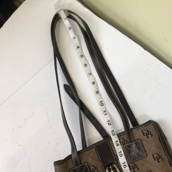 Dooney & Bourke Vintage Bucket Bag Leather Monogram Canvas Hobo Shoulder Purse - Picture 12 of 16